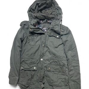 Aeropostale Olive Floral Lined Jacket